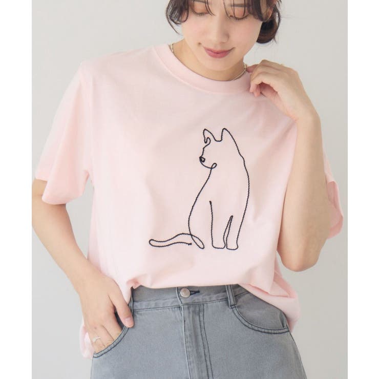 PNK0 | コード刺繍アニマルTEE | RETRO GIRL