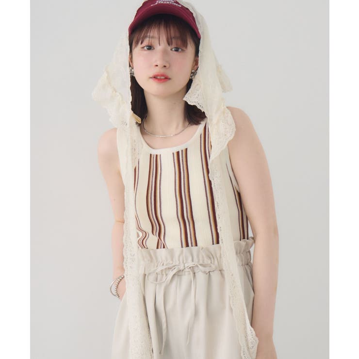 P/WHT | マルチストライプNTタンク | RETRO GIRL