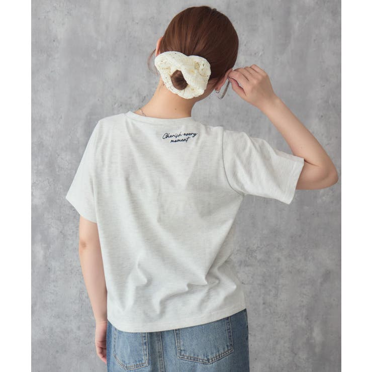 P/WHT | チビロゴ刺繍コンパクトTシャツ | RETRO GIRL