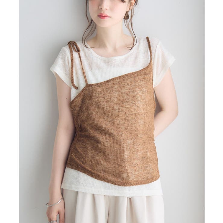 BRN0 | 【セットアイテム】肩リボンキャミ×カットセット | RETRO GIRL
