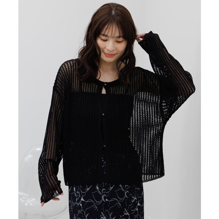 BLK1 | メッシュニットカーディガン | RETRO GIRL