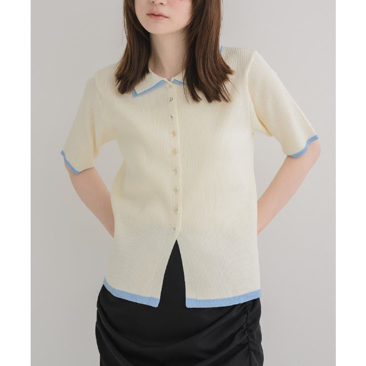 WHT2 | 配色５分袖カーディガン | RETRO GIRL
