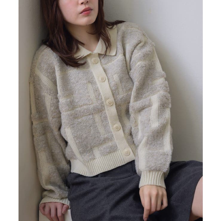 ツイード風襟付きカーデ | RETRO GIRL | 詳細画像1 
