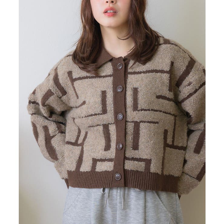 BRN0 | ツイード風襟付きカーデ | RETRO GIRL