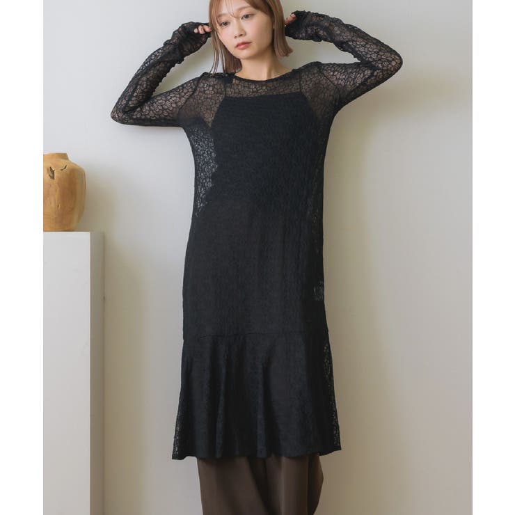 BLK1 | レースレイヤードロングOP | RETRO GIRL