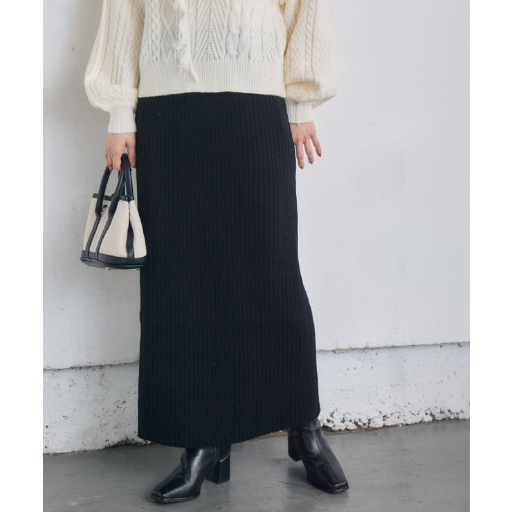 BLK1 | リブニットナローSK | RETRO GIRL