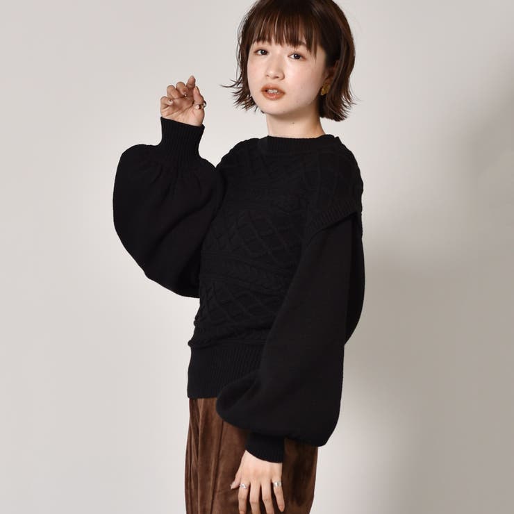 ◆RETRO GIRL◆ ケーブル切替ニット