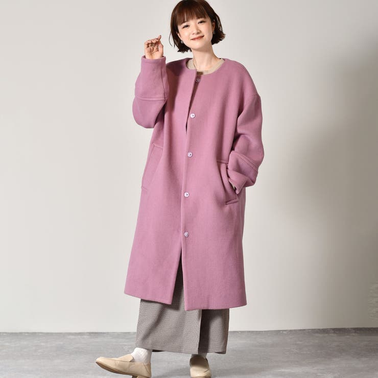 ◇RETRO GIRL◇ ウール混ノーカラーコート[品番：RTGW0002481]｜RETRO