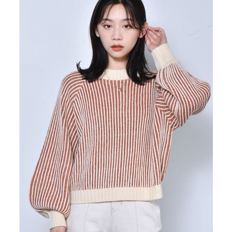 P/ORG | ■RETRO GIRL■ 配色リブ編みニット | RETRO GIRL