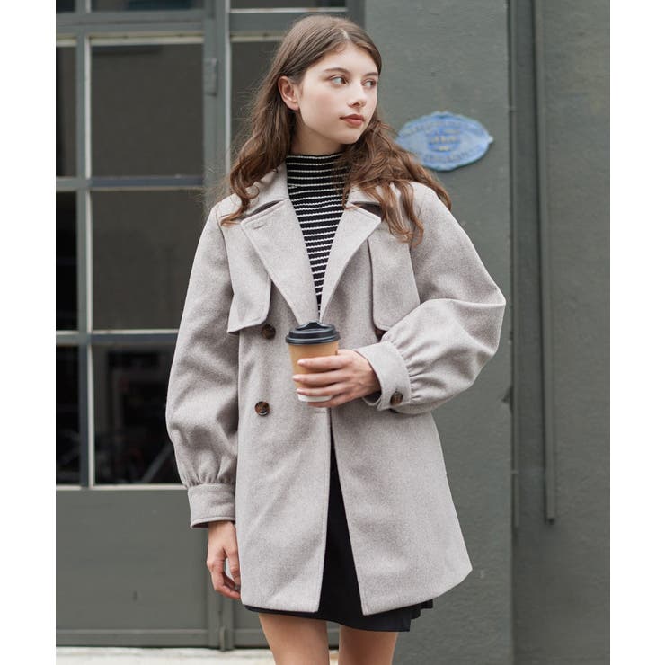 BRN0 | 共ベルト付ケープコート | RETRO GIRL