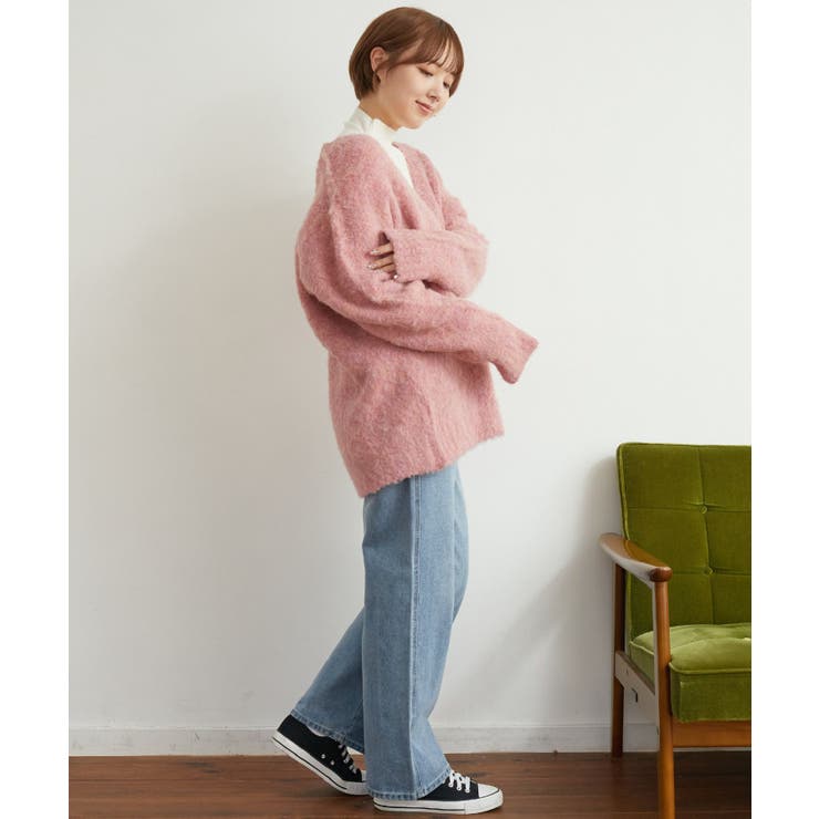 起毛ブークレBIGカーデ 【レトロガール】ビッグニットカーディガン