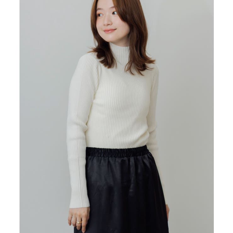 WHT2 | 【WEB限定展開あり】リブハイネックニット | RETRO GIRL