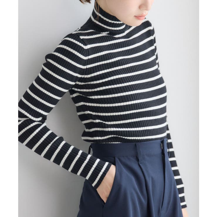 P/BLK | 【WEB限定展開あり】リブハイネックニット | RETRO GIRL
