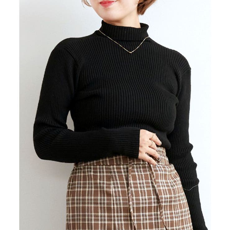BLK1 | リブタートルニット ■レトロガール■着回し抜群/リブニット/インナー | RETRO GIRL