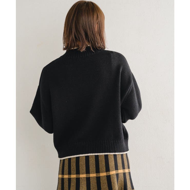 バイカラーニットPO 【レトロガール】ハイネックニットプルオーバー ライン | RETRO GIRL | 詳細画像11 