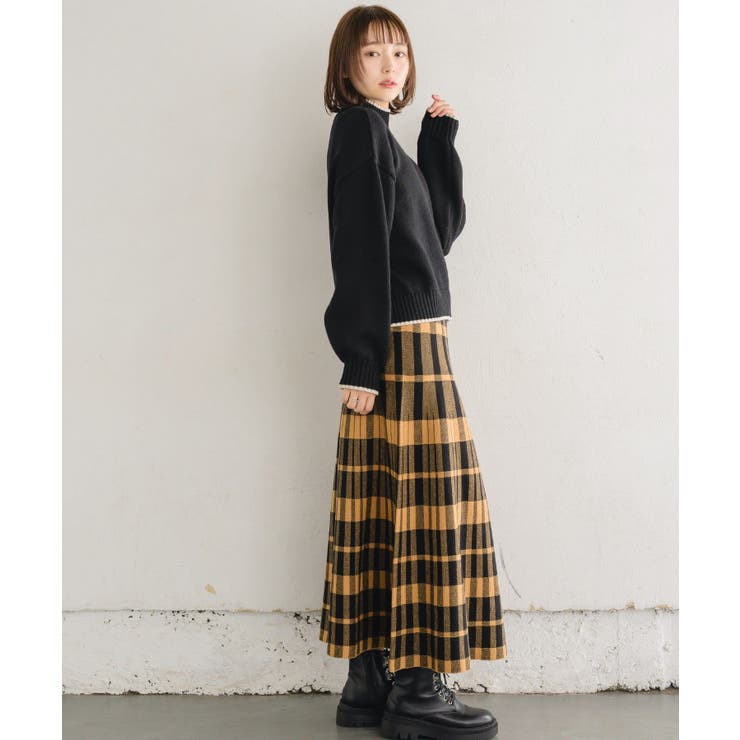 バイカラーニットPO 【レトロガール】ハイネックニットプルオーバー ライン | RETRO GIRL | 詳細画像14 