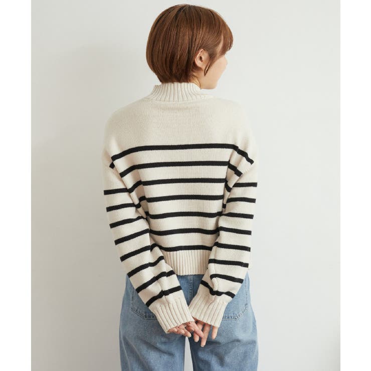バイカラーニットPO 【レトロガール】ハイネックニットプルオーバー ライン | RETRO GIRL | 詳細画像18 