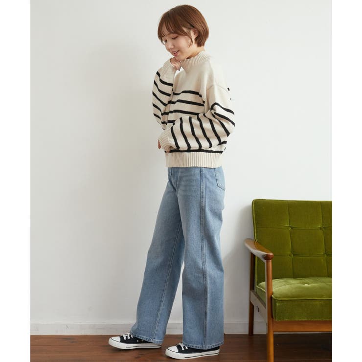 バイカラーニットPO 【レトロガール】ハイネックニットプルオーバー ライン | RETRO GIRL | 詳細画像21 