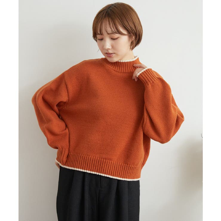 バイカラーニットPO 【レトロガール】ハイネックニットプルオーバー ライン | RETRO GIRL | 詳細画像23 