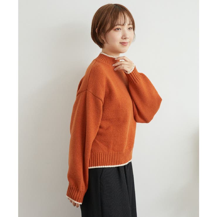 バイカラーニットPO 【レトロガール】ハイネックニットプルオーバー ライン | RETRO GIRL | 詳細画像24 