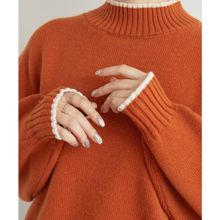 バイカラーニットPO 【レトロガール】ハイネックニットプルオーバー ライン | RETRO GIRL | 詳細画像27 