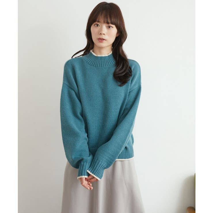 バイカラーニットPO 【レトロガール】ハイネックニットプルオーバー ライン | RETRO GIRL | 詳細画像35 