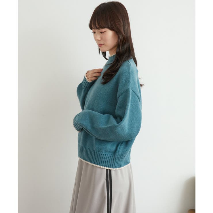 バイカラーニットPO 【レトロガール】ハイネックニットプルオーバー ライン | RETRO GIRL | 詳細画像36 