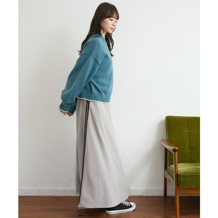 バイカラーニットPO 【レトロガール】ハイネックニットプルオーバー ライン | RETRO GIRL | 詳細画像40 