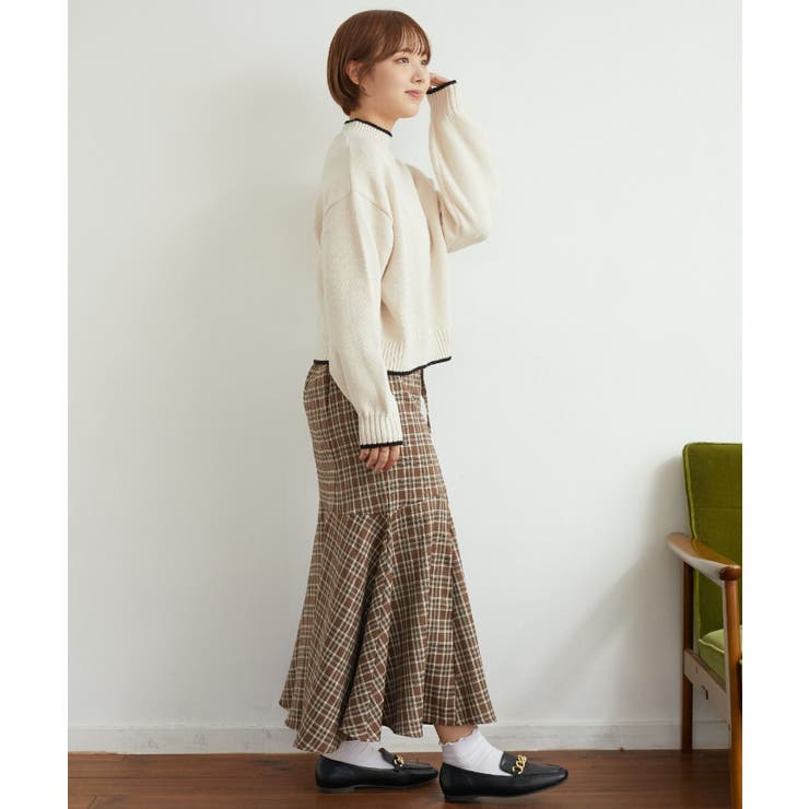 バイカラーニットPO 【レトロガール】ハイネックニットプルオーバー ライン | RETRO GIRL | 詳細画像6 