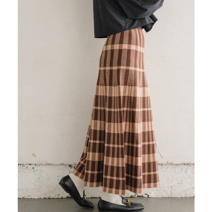チェックニットフレアSK 【レトロガール】ニットプリーツスカート ロングスカート | RETRO GIRL | 詳細画像24 