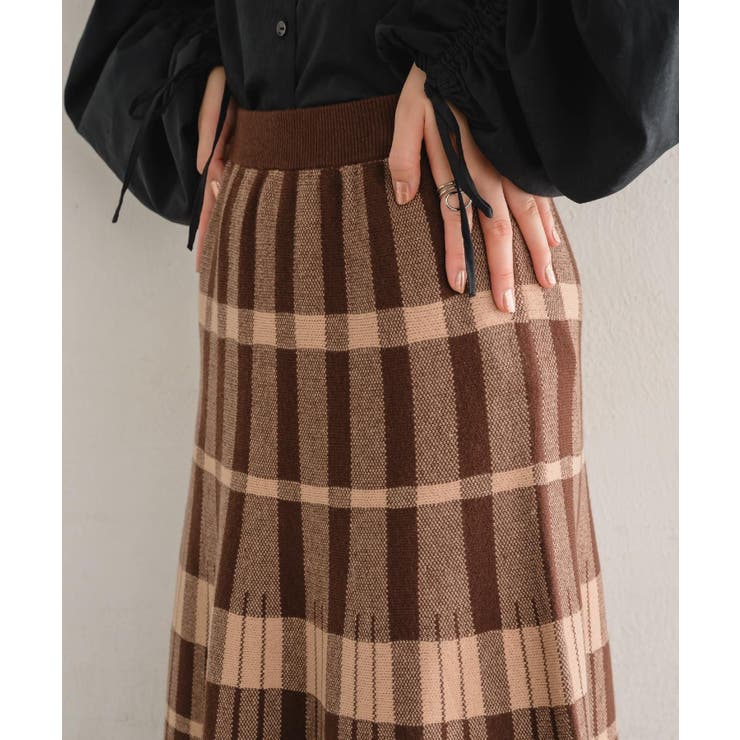 チェックニットフレアSK 【レトロガール】ニットプリーツスカート ロングスカート | RETRO GIRL | 詳細画像27 