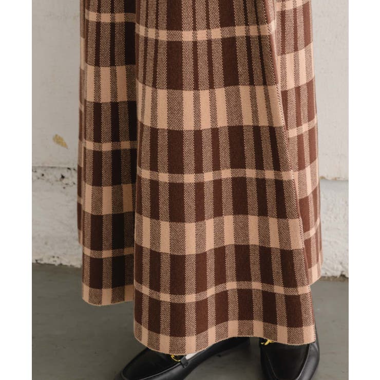 チェックニットフレアSK 【レトロガール】ニットプリーツスカート ロングスカート | RETRO GIRL | 詳細画像28 