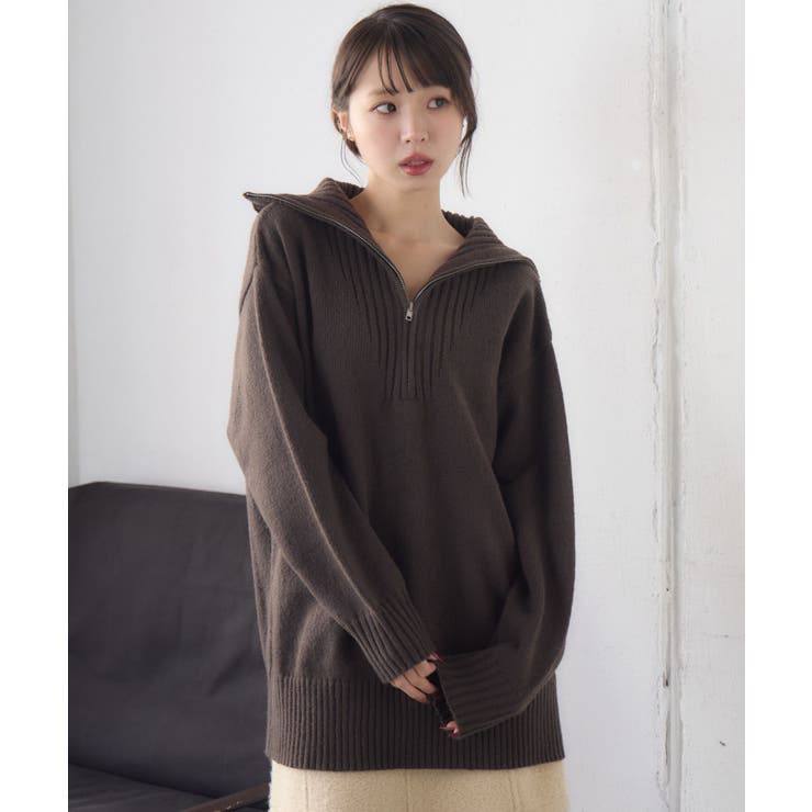 ハーフジップチュニックNT[品番：RTGW0008505]｜RETRO GIRL
