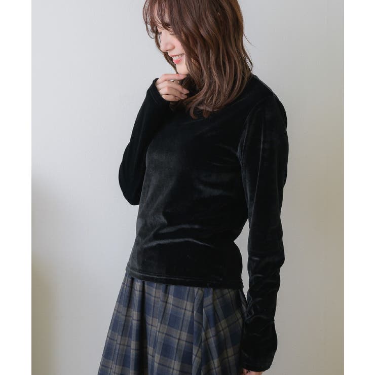 BLK1 | ベロアハイネックトップス | RETRO GIRL