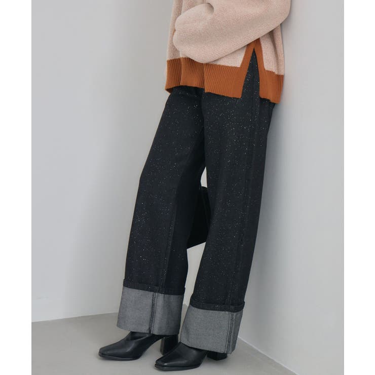 BLK1 | ロールアップラメデニムPT | RETRO GIRL