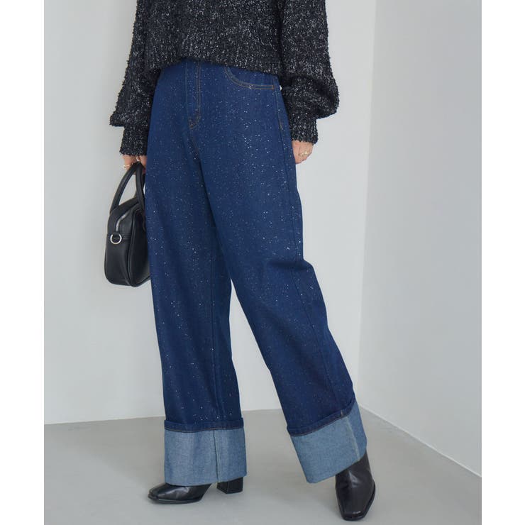 BLU0 | ロールアップラメデニムPT | RETRO GIRL