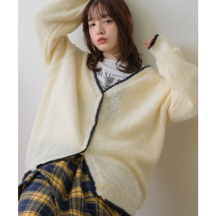 WHT4 | バイカラーBIGカーデ | RETRO GIRL