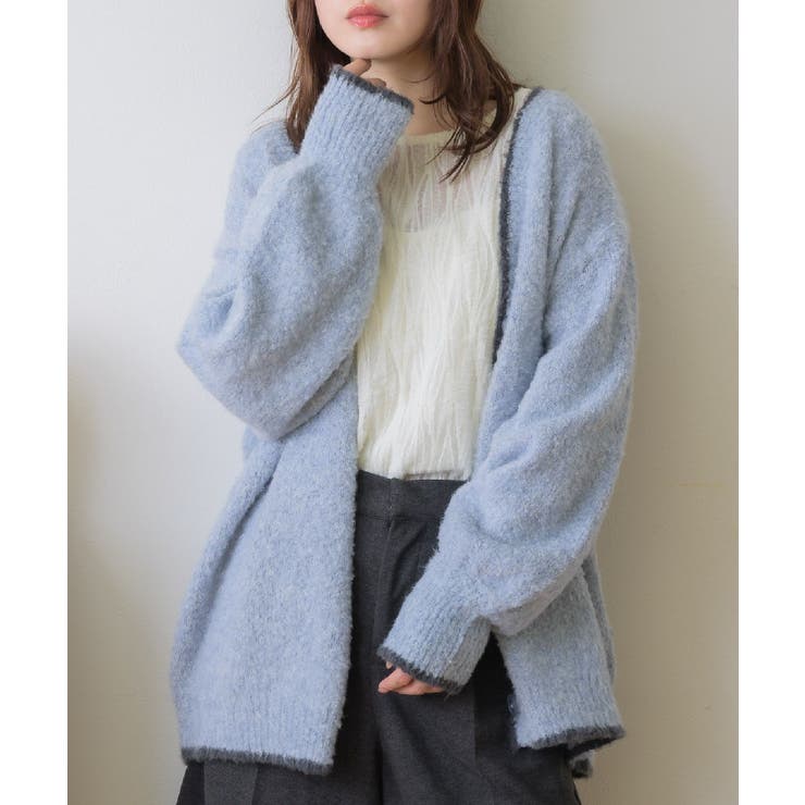 BLU0 | バイカラーBIGカーデ | RETRO GIRL