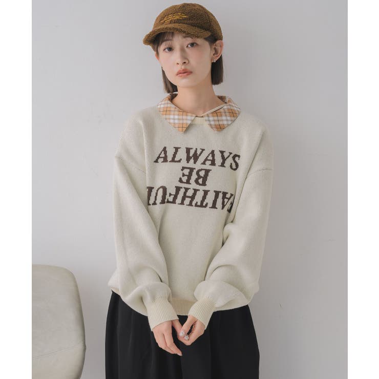 シャツ襟付ロゴニット | RETRO GIRL | 詳細画像14 