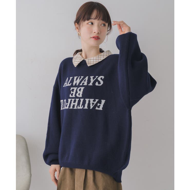 シャツ襟付ロゴニット | RETRO GIRL | 詳細画像6 