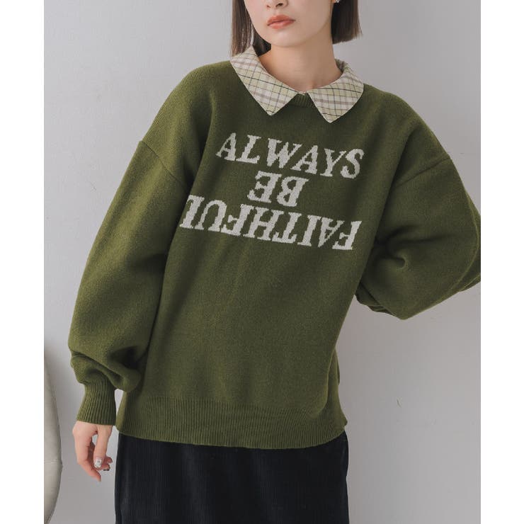 GRN0 | シャツ襟付ロゴニット | RETRO GIRL