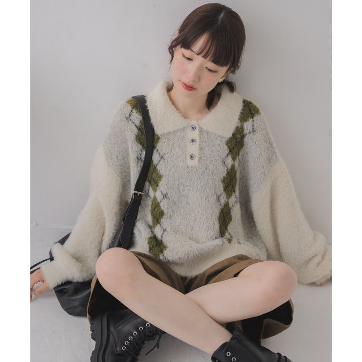 アーガイルポロニット | RETRO GIRL | 詳細画像12 