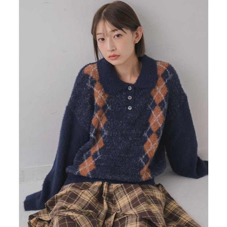 アーガイルポロニット | RETRO GIRL | 詳細画像3 