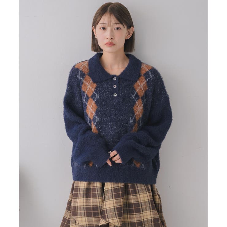 アーガイルポロニット | RETRO GIRL | 詳細画像8 