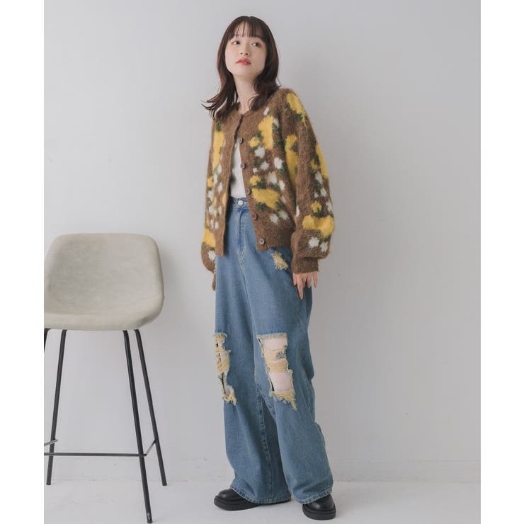 花柄起毛NTカーデ | RETRO GIRL | 詳細画像6 