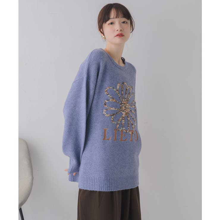 リボンヤーン刺繍ニット | RETRO GIRL | 詳細画像2 