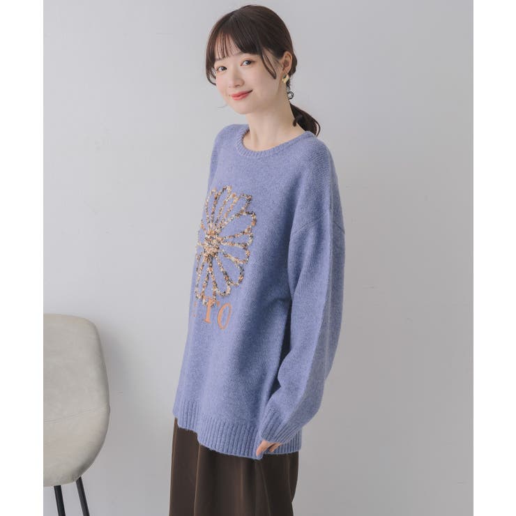 リボンヤーン刺繍ニット | RETRO GIRL | 詳細画像4 