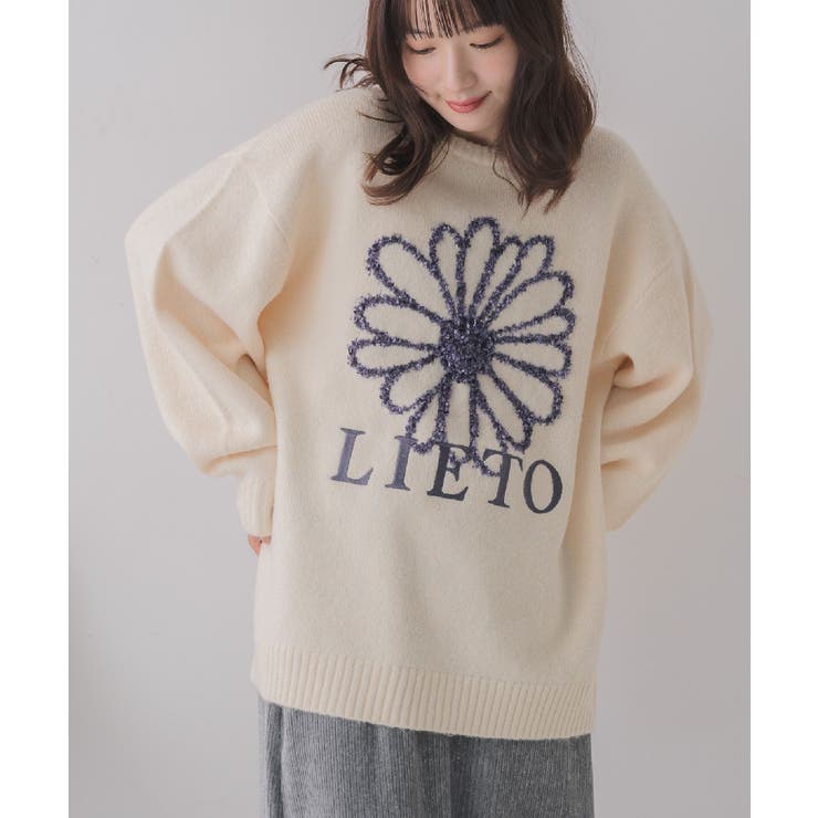 WHT4 | リボンヤーン刺繍ニット | RETRO GIRL