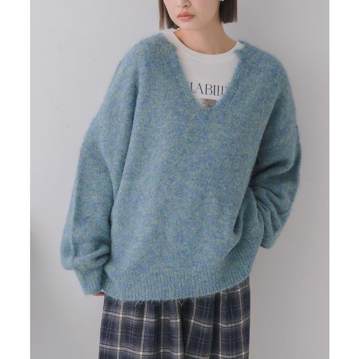 BLU0 | キーネック起毛ニット | RETRO GIRL
