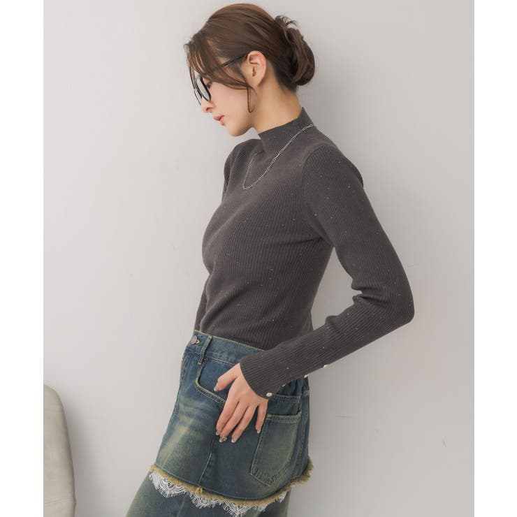 【WEB限定カラー追加】スパンコールリブハイネックNT | RETRO GIRL | 詳細画像37 